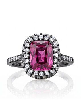 Pink Topaz Ring, 925 Sterling Silver / Black Gold finish Charmed Aroma